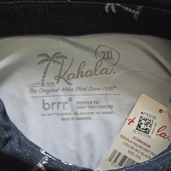 *NWT Kahala Brrr Performance Polo Shirt Black Palm-2XL Cooling Rapid Drying Golf - Picture 6 of 9